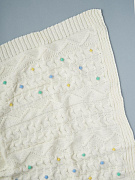 Плед вязаный Little Star с бубенчиками 90х90 см 0435 cream-blue