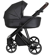 Детская коляска Roan Sol Кожа 2 в 1 RSL/2020 Black Pearl/Black/руч.Тем.коричневый