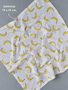 Пеленка Little Star муслиновая 70х70 6400468 (ЧЗ-мз) бананы на белом