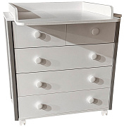 Детский пеленальный комод Кедр Valencia ЛДСП 800/5 538179 белый/серый