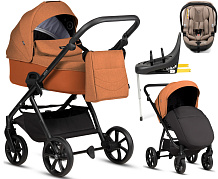 Детская коляска Tutis Leo 3 Plus 4 в 1 с автокреслом Beno Beige и базой 1582280 Orange