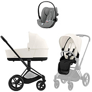 Коляска Cybex Priam IV Matt Black complete Cloud G3 Stone Grey Plus 3 в 1 Off White