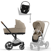 Коляска Cybex Priam IV Chrome Brown complete Cloud T Jeremy Scott Wings Base T 4 в 1 Cozy Beige
