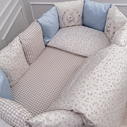 Комплект в детскую кроватку Lappetti Кролик Лаппин для овальной и пря-ой кроватки 6 пр. голубой