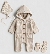 Комплект Mimibaby 3в1 с капюшоном (хлопок) бежевый 56