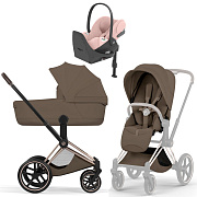 Коляска Cybex Priam V Rosegold Style Cloud T Peach Pink Plus Base T 4 в 1 Coconut Brown