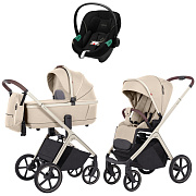 Коляска Carrello Vector CRL-6550 и автокресло Cybex Aton S2 Moon Black 3 в 1 Seashell Beige