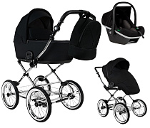 Детская коляска Roan Bass Next Classic d14 2.0 3 в 1 с автокреслом Tutis Elo Black BSNC/95/2 Caviar/Black/руч.Cappuccino