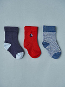 Носочки тонкие Little Star 3 шт в уп 02199 (ЧЗ-мз) кораблик, полоски/синий/красный/серый