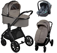 Детская коляска AmaroBaby Motus Premium Ecco 3 в 1 с автокреслом Rant Miro Graphite мокко