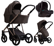 Детская коляска Bebetto Pelpasso 3 в 1 с автокреслом Avionaut Cosmo 03 Kaszmir т.серый, бежевая рама