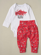 Комплект боди и штанишки интерлок Little Star 728266 i love russia, белый 62