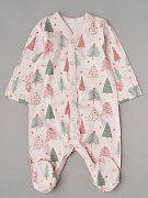Комбинезон на кнопках Little Star 30032 елочки со звездочками на розовом, розовый 68
