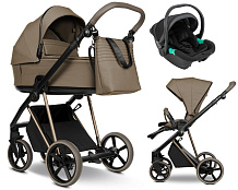 Детская коляска Roan Sol Vintage Luxury 2.0 3 в 1 с автокреслом Pituso Santiso Pro VIN 03/MM Mocha Mousse/Cappuccino/руч.Cappuccino