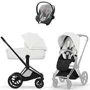 Коляска Cybex Priam V Matt Black Style Aton S2 Lava Grey 3 в 1 Off White