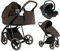 Детская коляска Roan Sol 2.0 3 в 1 с автокреслом Pituso Santiso Pro Black SLL/34/T Turkish Coffe/Black/руч.Cappuccino