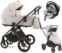 Детская коляска Peppy Soho 3 в 1 с автокреслом Welldon Crown 2 Grey Taupe (бежевый), рама серо-бежевый