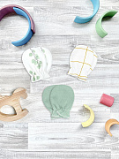 Рукавички-антицарапки Mjolk Эвкалипт, Пыльный ментоловый, Клетка сет из 3х пар