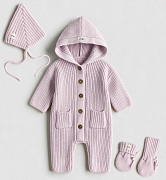 Комплект Mimibaby 3в1 с капюшоном (хлопок) лавандовый 56