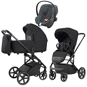 Коляска Carrello Alfa CRL-6522 2025 Cybex Aton B2 i-Size Steel Grey 3 в 1 Rock Black