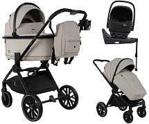 Детская коляска Pituso Mayla Plus 4 в 1 с автокреслом Baesa Black и базой Beige/Black
