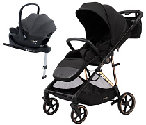 Прогулочная коляска Peppy Amici с автокреслом Jovikids Aria и базой Black рама Gold