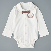 Боди Little Star Герб Мишка интерлок 2372 крем 56