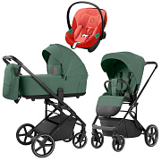 Коляска Carrello Alfa CRL-6522 2025 Cybex Aton S2 i-Size Hibiscus Red 3 в 1 Meadow Green
