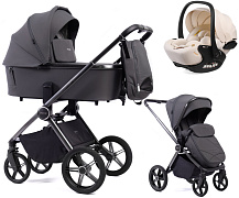 Детская коляска Peppy Monaco 3 в 1 с автокреслом Verona Beige Antrazit (графитовый), рама серая
