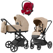 Коляска Carrello Alfa CRL-6522 2025 Cybex Aton B2 i-Size Dynamic Red 3 в 1 Natural Beige