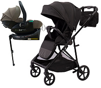 Прогулочная коляска Peppy Amici с автокреслом Jet Brown и базой Black рама Black
