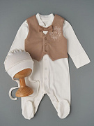 Комплект Little Star для мальчика интерлок 31166 крем/бежевый 62