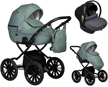 Детская коляска Indigo Mio Eco Plus 14 3 в 1 с автокреслом Avionaut Cosmo Grey 03 шалфей кожа