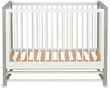 Детская кроватка Polini kids Simple 111 с маятником белый-серый