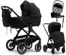 Коляска Agex Prima Pro 4 в 1 с автокреслом i-Safe Grey и базой APP626 Black (Черный)