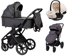 Детская коляска Peppy Tecla 3 в 1 с автокреслом Verona Beige Shadow Antrazit Chrome Edition Графитовый