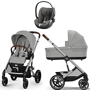 Коляска Cybex Balios S Lux SLV complete Cloud T Mirage Grey 3 в 1 Stone Grey с дождевиками