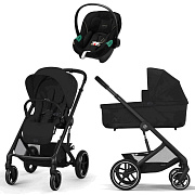 Коляска Cybex Balios S Lux BLK complete Aton S2 Moon Black 3 в 1 Moon Black с дождевиками