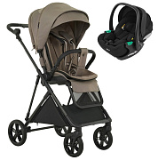 Детская прогулочная коляска Pituso Carbon RX c автокреслом Baesa Black Tuareg Beige/рама carbon