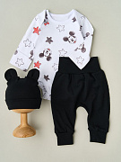Боди, штанишки, котелок Little Star 728126 микки, белый/черный 62