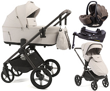 Детская коляска Peppy Soho 4 в 1 с автокреслом Verona Brown и базой Taupe (бежевый), рама серо-бежевый