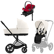 Коляска Cybex Priam IV Matt Black complete Aton B2 Dynamic Red Base One 3 в 1 Off White