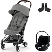 Коляска Cybex Coya Chrome Frame Cloud T i-Size Sepia Black Plus 2 в 1 Mirage Grey с дождевиком