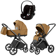 Коляска Carrello Vector 2025 CRL-6551 и автокресло Cybex Cloud G i-Size Moon Black Plus 3 в 1 Golden Beige
