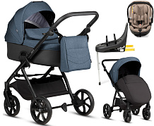 Детская коляска Tutis Leo 3 Plus 4 в 1 с автокреслом Beno Beige и базой 1582288 Deep Blue