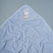 Полотенце для купания Little Star с уголком 100х100 см 6165 Зайка Малыш голубой