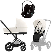 Коляска Cybex Priam IV Matt Black complete и автокресло Cloud G i-Size Moon Black Plus 3 в 1 Off White