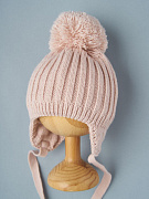Шапка Little Star Лапша подклад флис, помпон вязаный 5603 (ЧЗ-нк) пудра 38