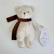 Мягкая игрушка Drema BabyDou Мишка в шарфе с белым и розовым шумом серо-бежевый