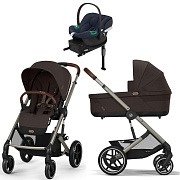 Коляска Cybex Balios S Lux TPE complete Aton B2 Bay Blue Base One 4 в 1 Chocolate Brown с дождевиками